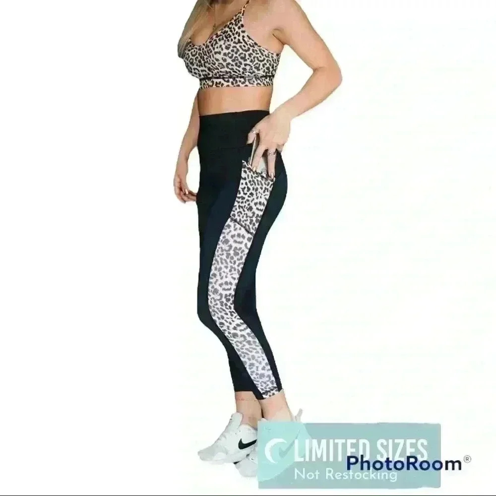 ZYIA Leopard Pocket Brilliant Hi-Rise Capri 20" Leggings, #1195